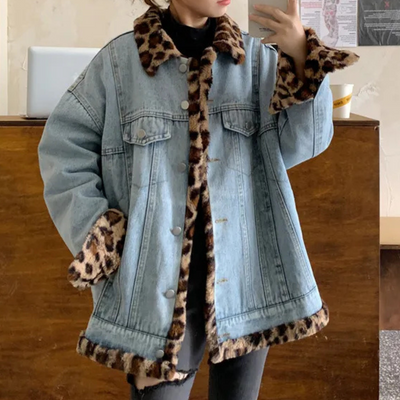 CALISSA - Manteau d'hiver en denim réversible pour femmes
