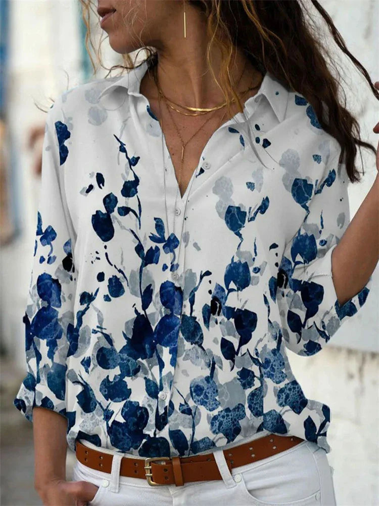 Blouse femme – Coupe décontractée – Tissu respirant – Manches retroussées – Boutonnée