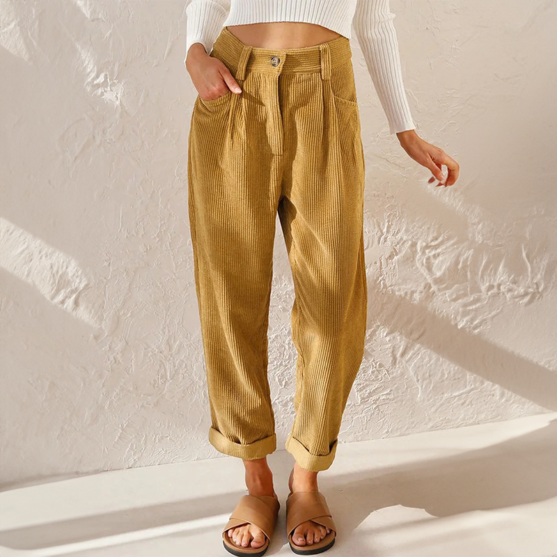 Femme Taille Haute Regular Pantalons – Edwina