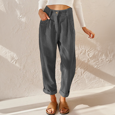 Femme Taille Haute Regular Pantalons – Edwina