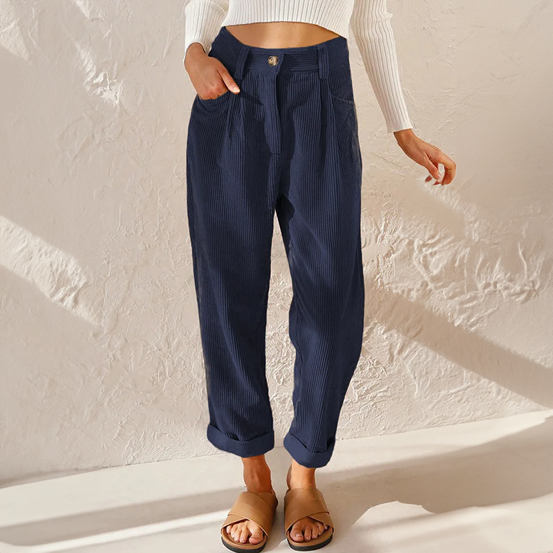 Femme Taille Haute Regular Pantalons – Edwina