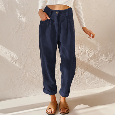 Femme Taille Haute Regular Pantalons – Edwina