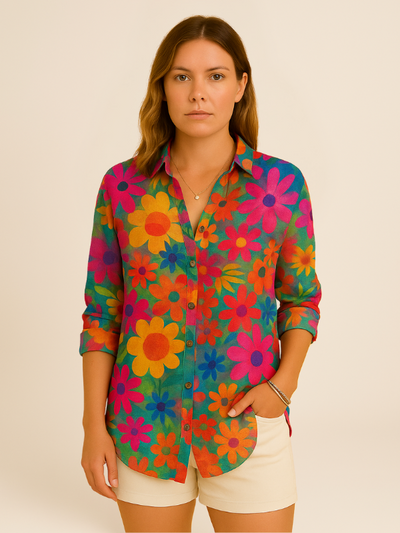 Chemise à Imprimé Floral | Coton Léger | Look Coloré