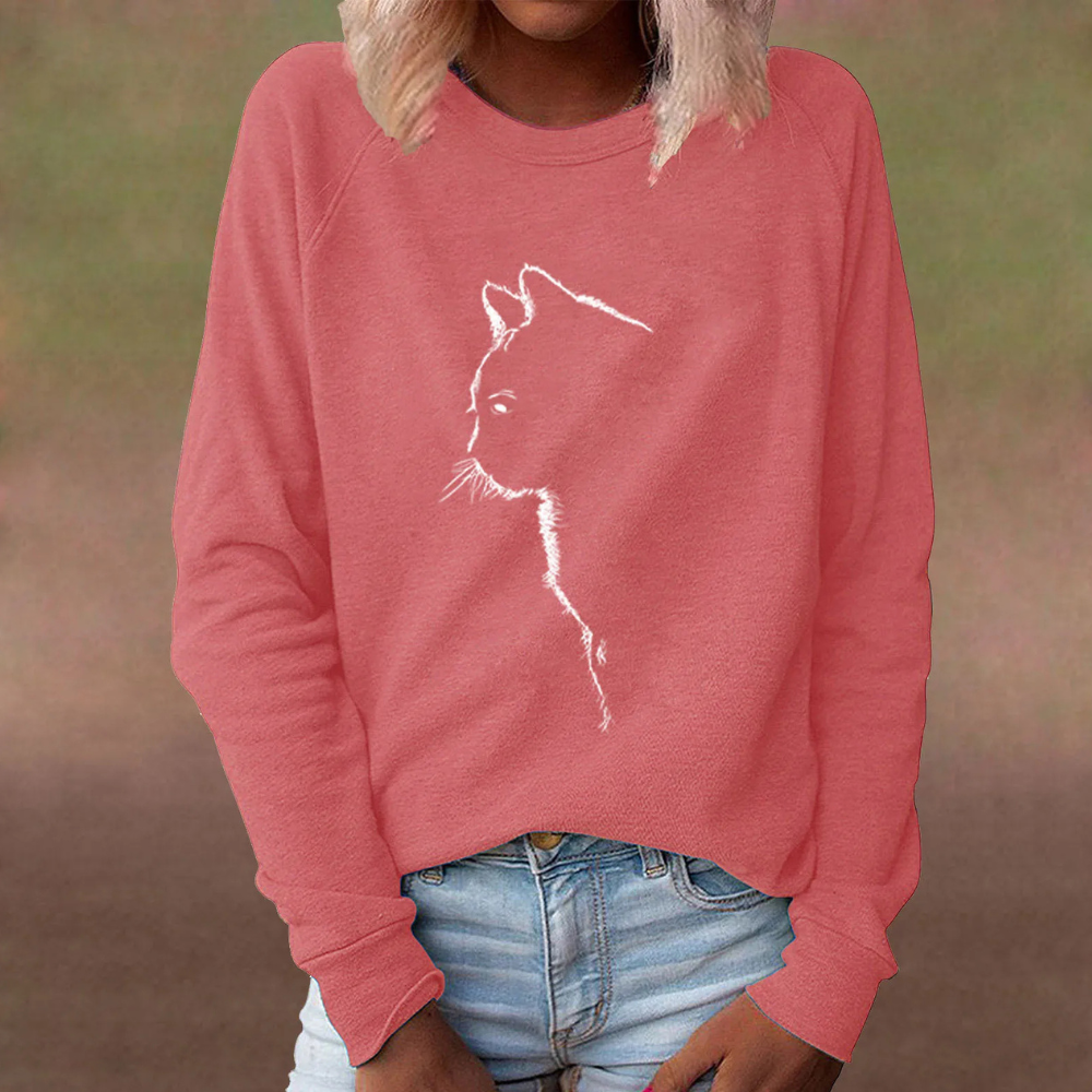 ADRIA - Pull décontracté pour femmes avec un adorable motif de chat