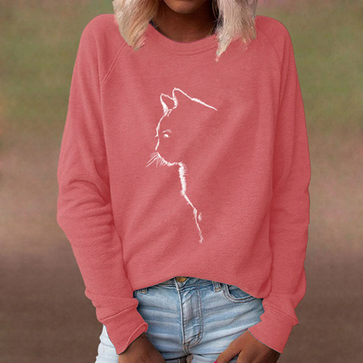 ADRIA - Pull décontracté pour femmes avec un adorable motif de chat
