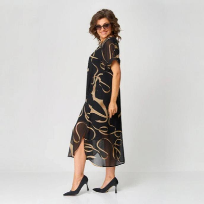 Morgane™ | Robe caftan tourbillon d'or