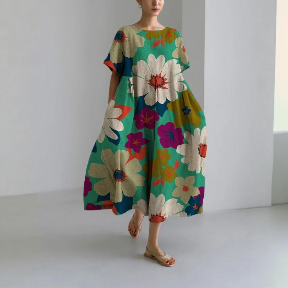 Morgane™ | Vittoria robe midi fleurie avec style audacieux et confort léger pour des journées Dynamiques