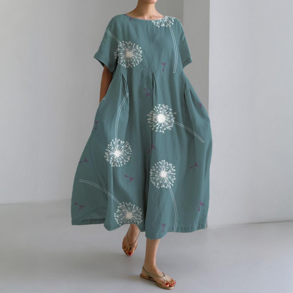 Morgane™ | Gabriella robe Maxi d'été avec confort total et Imprimé pissenlit pour des moments de Liberté