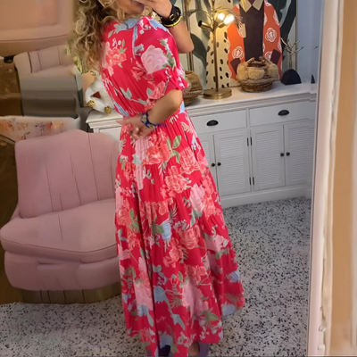 Morgane™ | Robe à poche col V imprimé fleuri