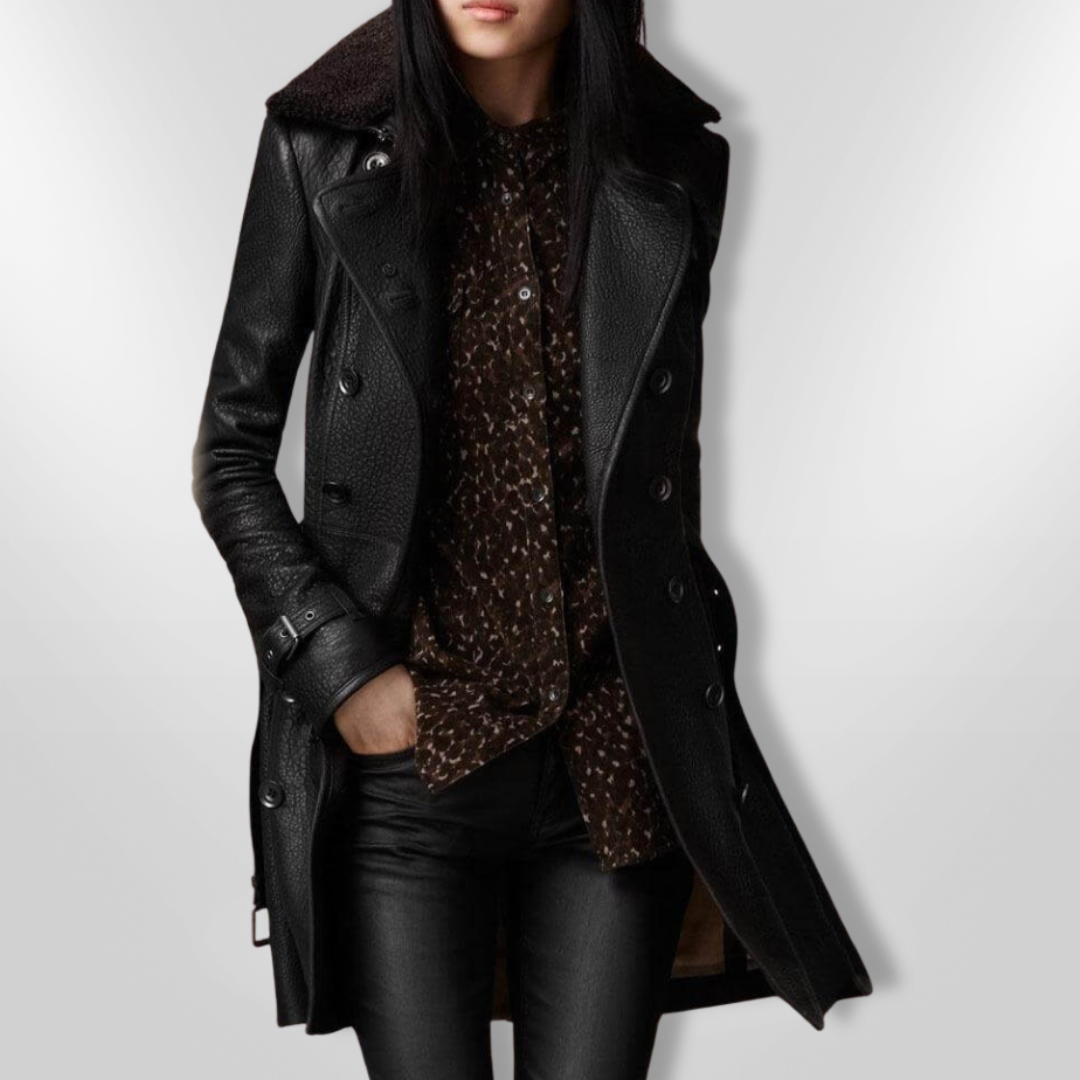 MARGAUX | Trench-coat en cuir luxueux