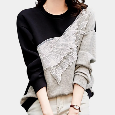 JEASELLE - Sweatshirt Tendance en Dentelle pour Femmes