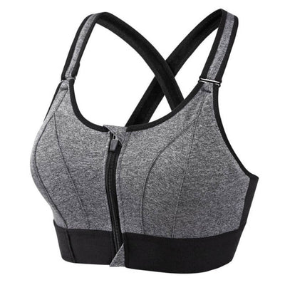 Brassière de sport femme – Maintien renforcé – Fermeture zippée – Dos croisé – Tissu respirant