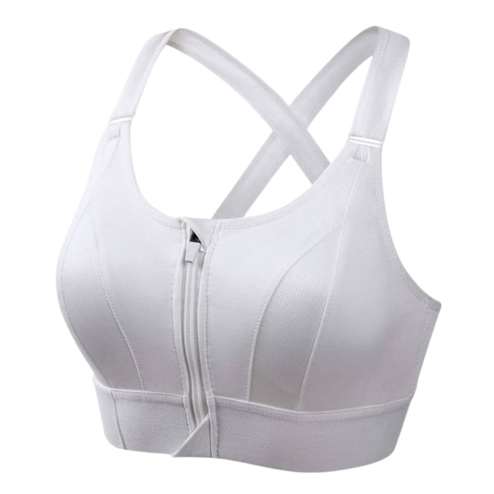 Brassière de sport femme – Maintien renforcé – Fermeture zippée – Dos croisé – Tissu respirant