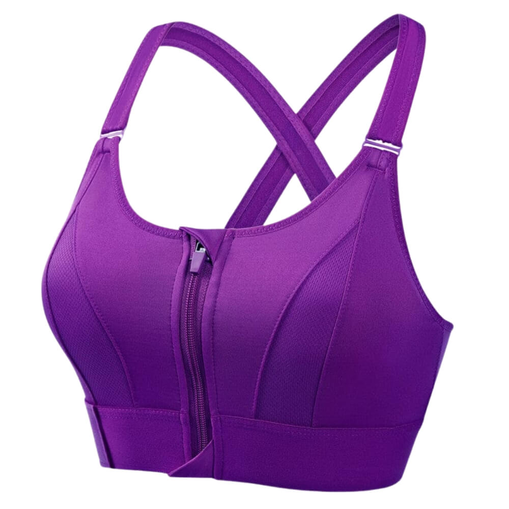 Brassière de sport femme – Maintien renforcé – Fermeture zippée – Dos croisé – Tissu respirant