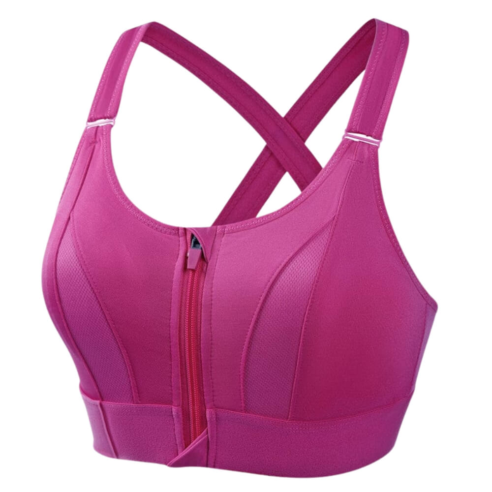 Brassière de sport femme – Maintien renforcé – Fermeture zippée – Dos croisé – Tissu respirant