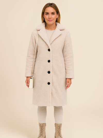 Manteau Long | Effet Mouton | Élégance Hivernale