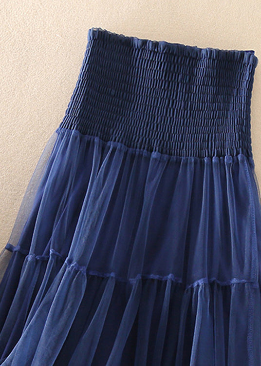 Jupe midi femme – Tulle léger – Taille smockée – Coupe fluide à volants superposés