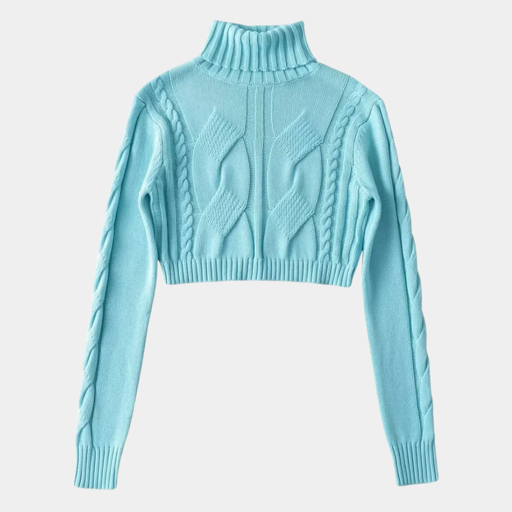 DONNA - Pull Écourté à Col Montant pour Femmes