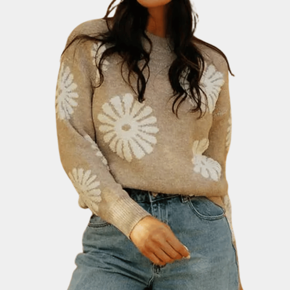 MARLEY - Pull Tricoté à Fleurs Élégant pour Femmes