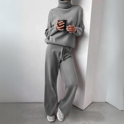 Clara™ - Ensemble confortable de 2 pièces avec pull à col roulé et pantalon long