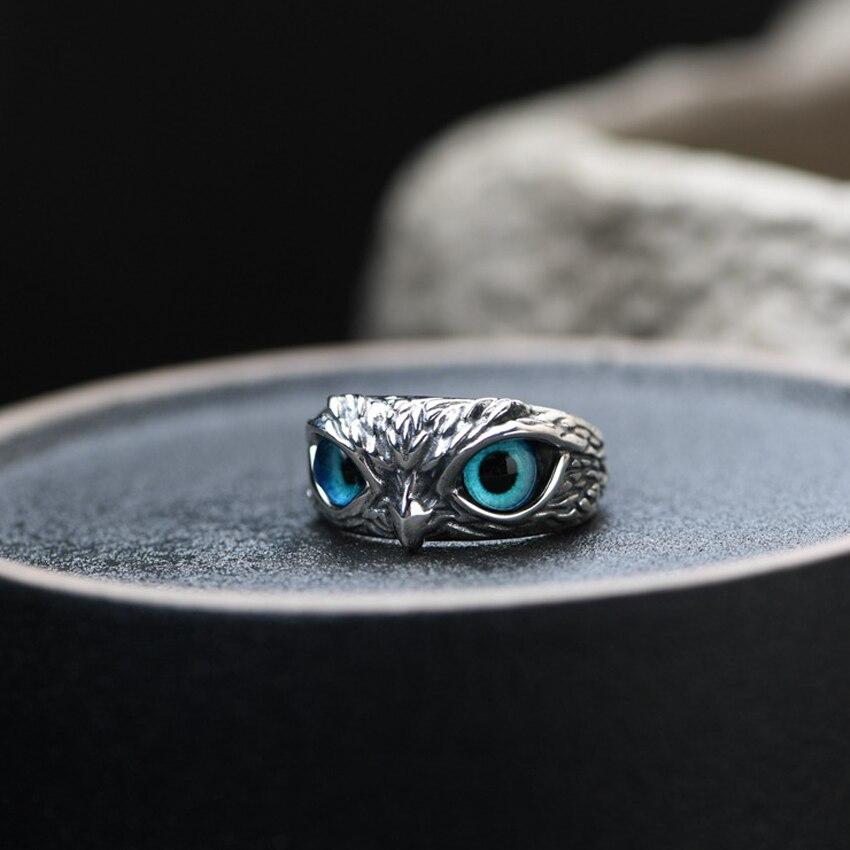 Bague ajustable en argent et opale de la Chouette de la Bonne Chance
