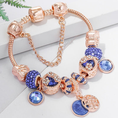 Bracelet Rosésilbernes avec cristal bleu