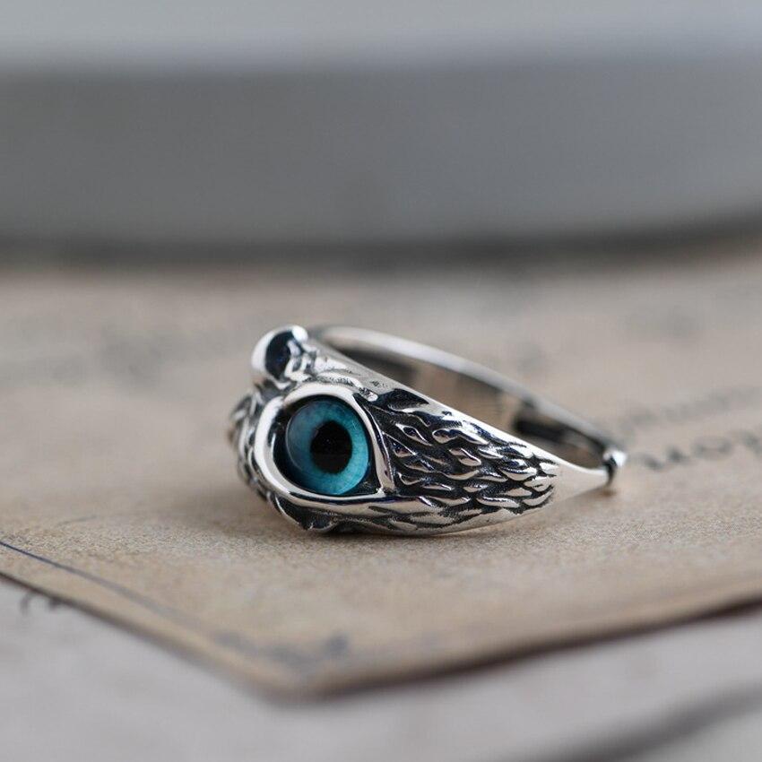 Bague ajustable en argent et opale de la Chouette de la Bonne Chance