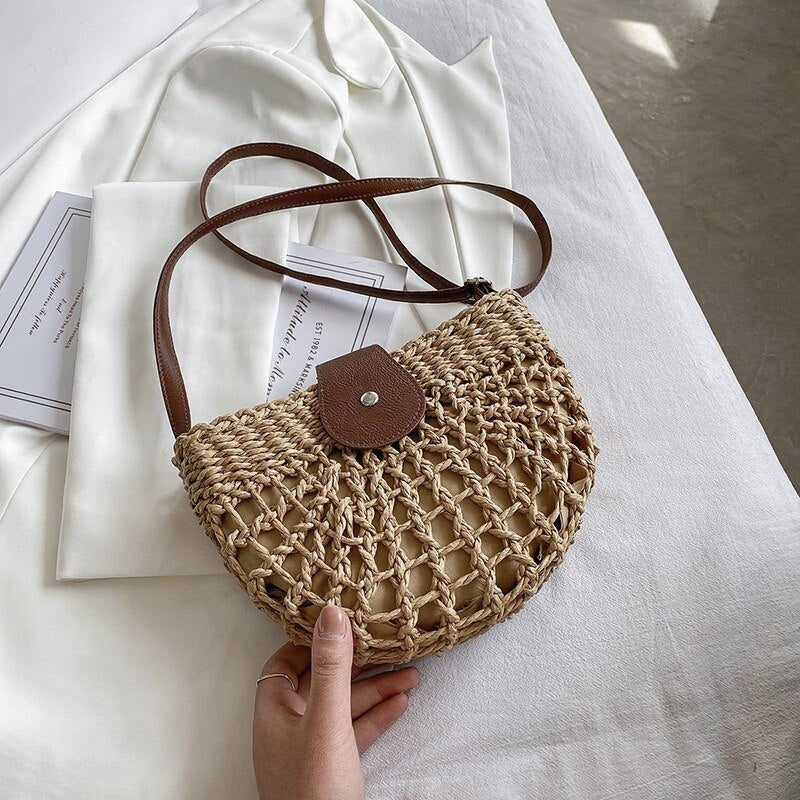 Lina sac bandoulière en paille tressée