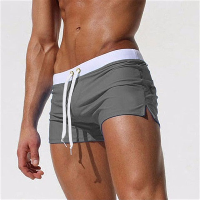 Maillot de bain homme – Coupe slim – Tissu à séchage rapide – Taille ajustable – Longueur courte
