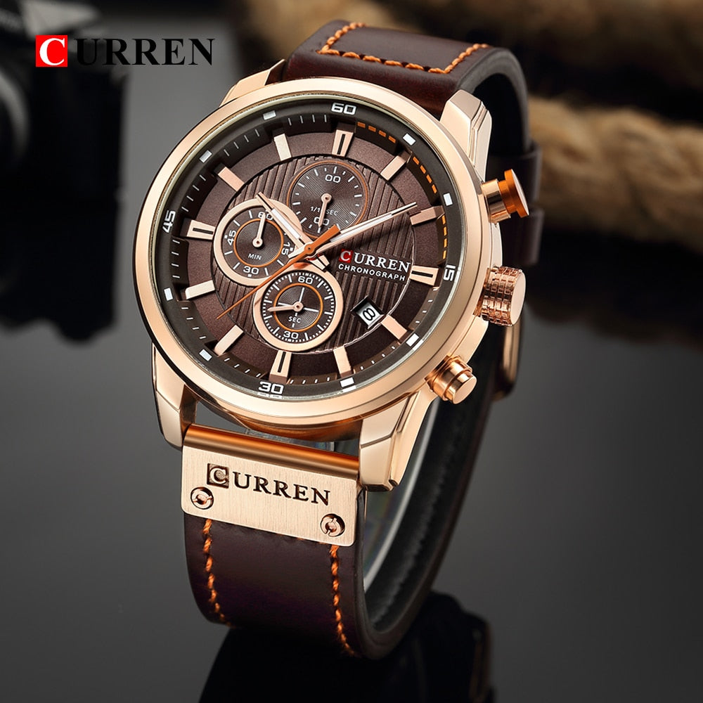Montre Quartz Élégante avec Bracelet en Cuir