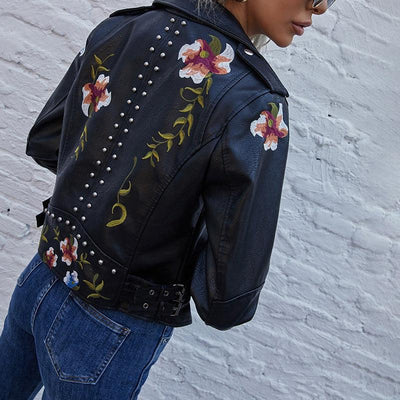 Ella™ | Veste en Cuir Florale