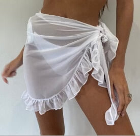 Jupe femme de plage – Coupe portefeuille ajustable – Tissu léger – Ourlet volanté