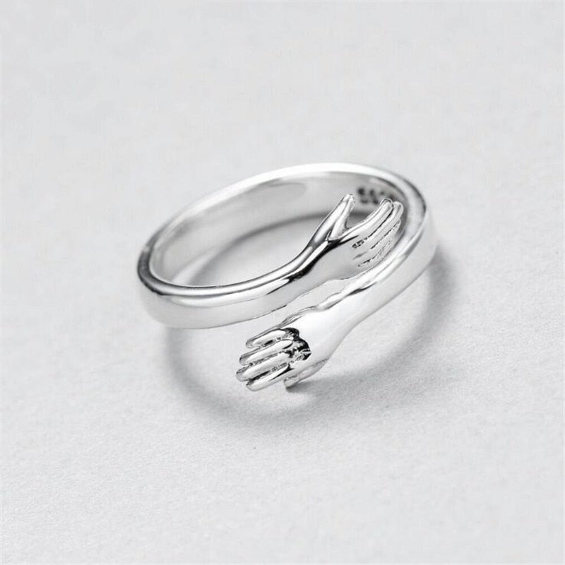 Bague ajustable en argent « Étreinte »