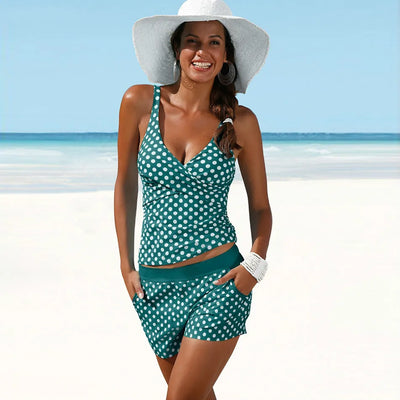 Tankini femme – Ensemble deux pièces – Plunge neckline – Tissu respirant – Coupe slim