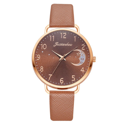 Montre avec Cadran à Chiffres Lunaires et Ensemble de Bracelets