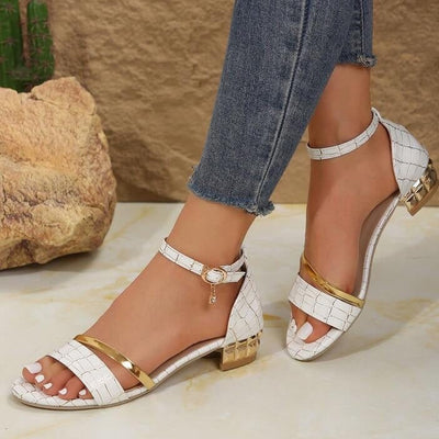 Sandales femme – Bout ouvert – Bride cheville – Talon sculpté – Confort structuré