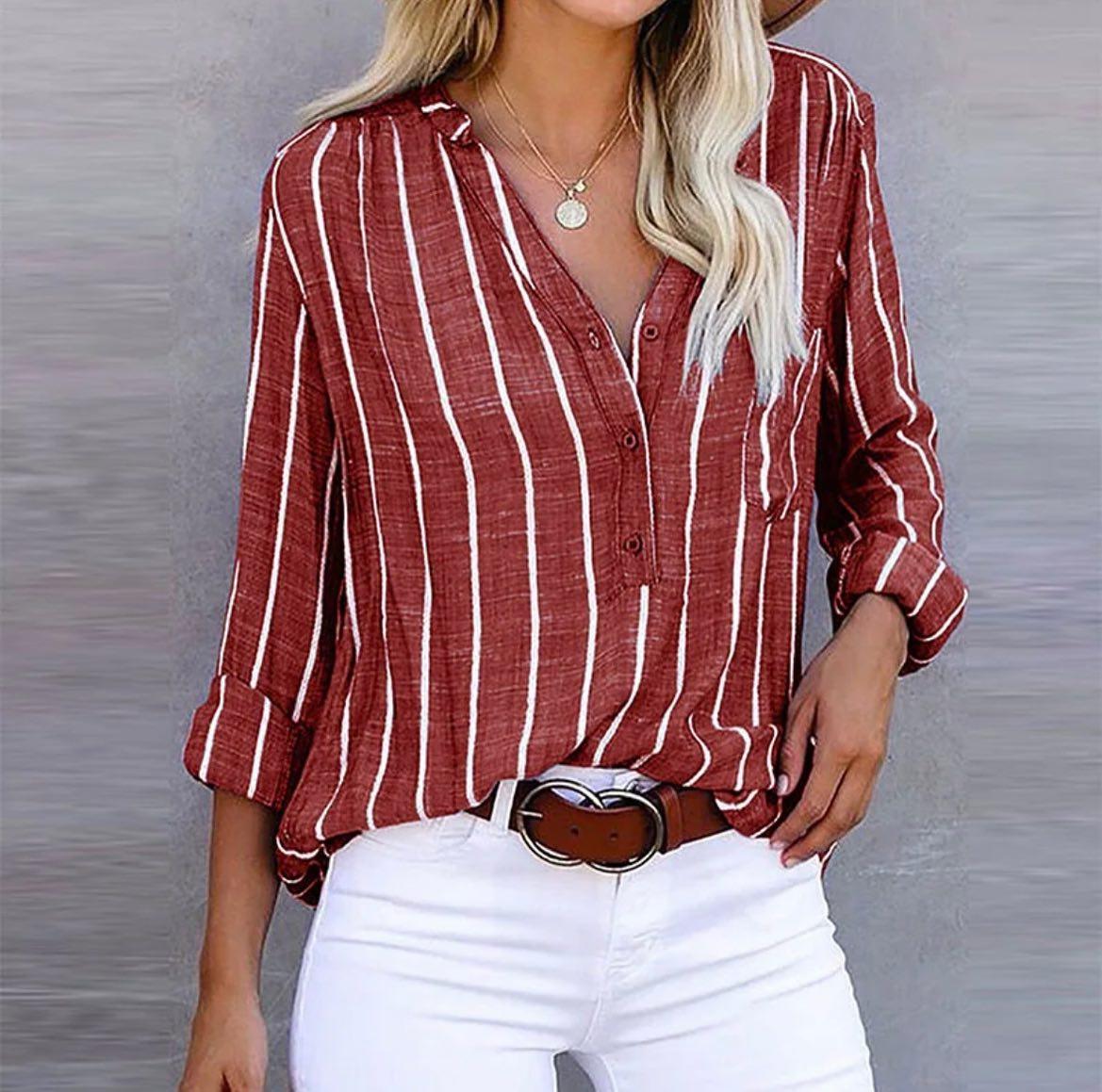 Brigitte™ | Blouse Élégante à Rayures