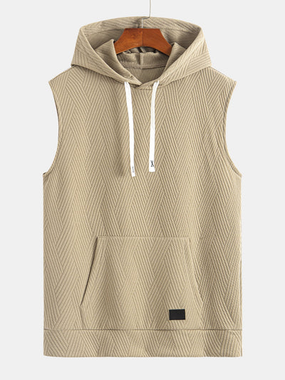 Débardeur à Capuche Jacquard Rayé avec Short Assorti