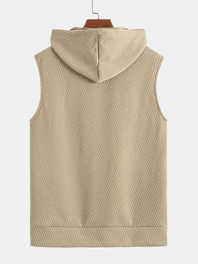 Débardeur à Capuche Jacquard Rayé avec Short Assorti