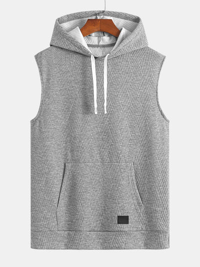 Débardeur à Capuche Jacquard Rayé avec Short Assorti