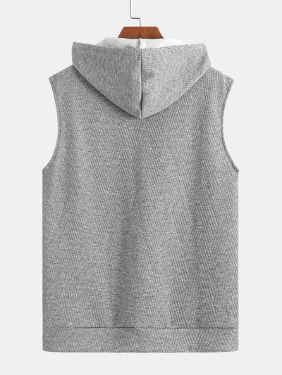 Débardeur à Capuche Jacquard Rayé avec Short Assorti