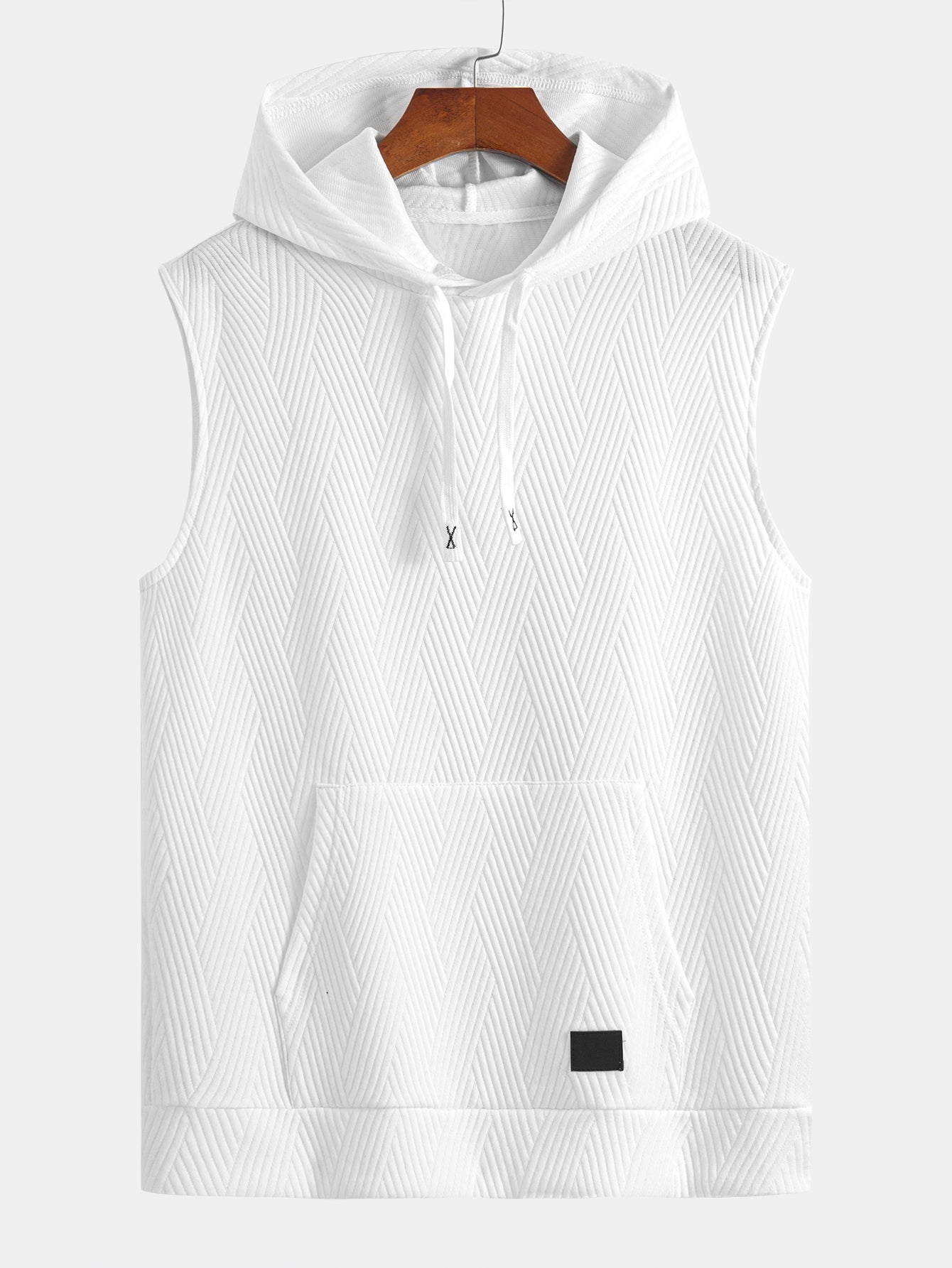 Débardeur à Capuche Jacquard Rayé avec Short Assorti