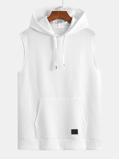 Débardeur à Capuche Jacquard Rayé avec Short Assorti