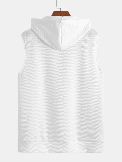 Débardeur à Capuche Jacquard Rayé avec Short Assorti