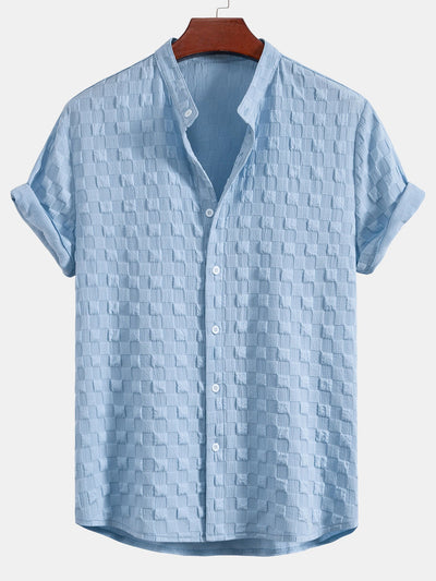 Ensemble Jacquard Échiquier : Chemise Col Montant & Short