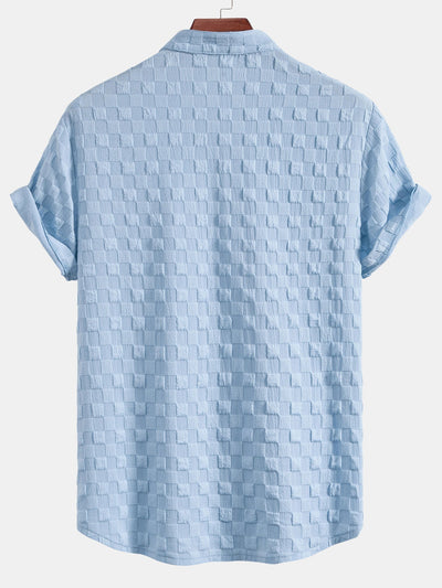 Ensemble Jacquard Échiquier : Chemise Col Montant & Short