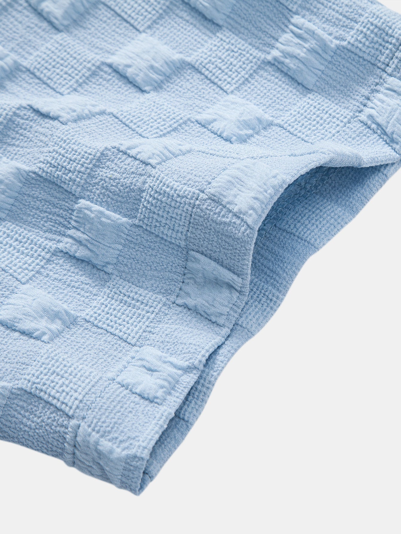 Ensemble Jacquard Échiquier : Chemise Col Montant & Short