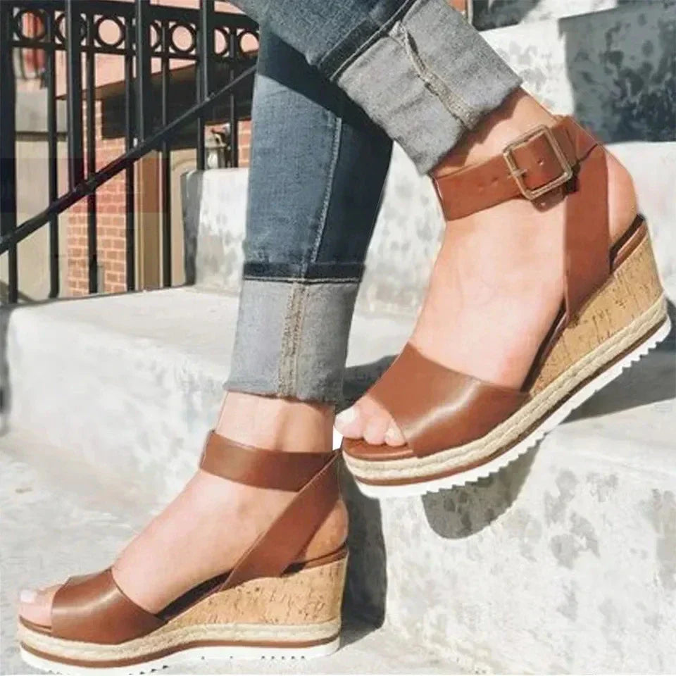 Elza | Sandales boucle pour femme | compensées