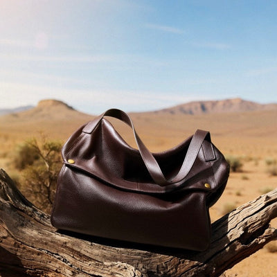Sac cabas minimaliste en cuir véritable rétro