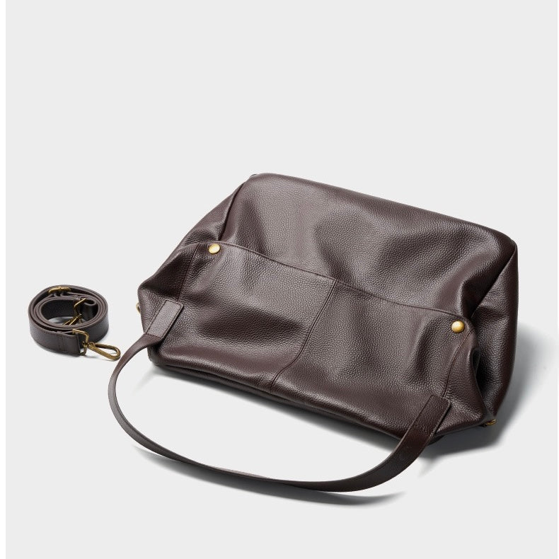 Sac cabas minimaliste en cuir véritable rétro